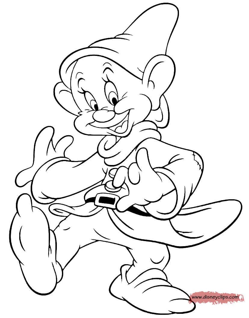 Dopey Seven Dwarfs Coloring Page