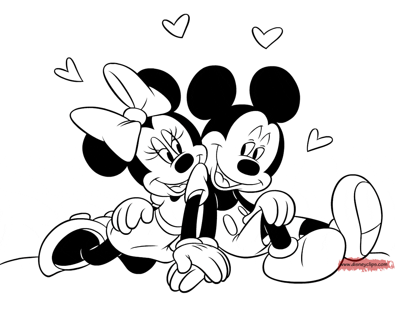 All-original. printable coloring pages of Mickey and Minnie Mouse skating, ...