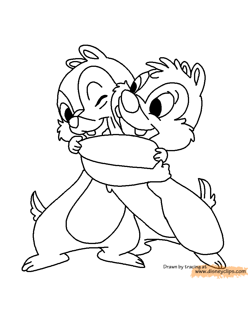 coloring page Chip Dale hugging