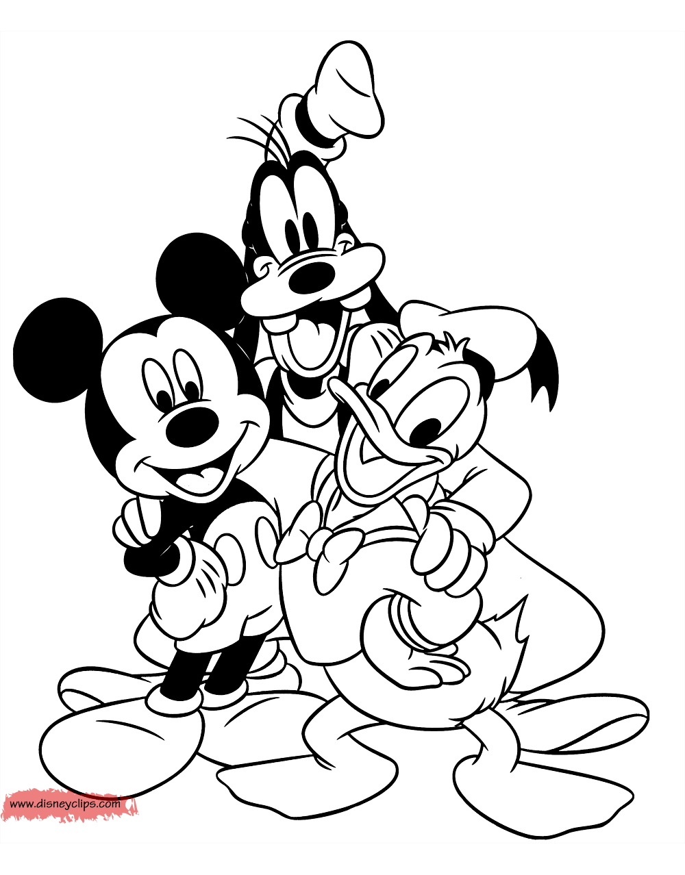 coloring page Mickey Donald and Goofy