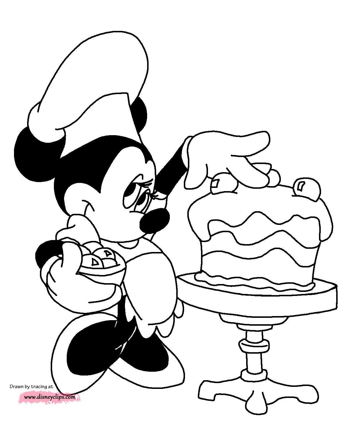 coloring page Minnie baking