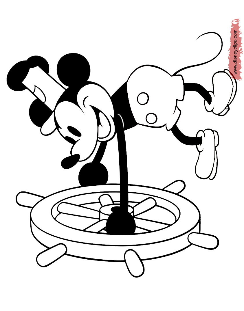 Classic Mickey Mouse Coloring Pages Disney Book Cookie Steamboat Willie