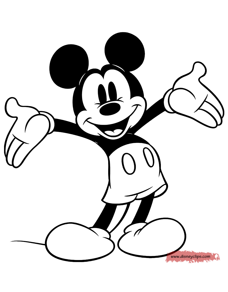 Classic Mickey Mouse Coloring Pages Disney Book Cheerful Playing Basketball