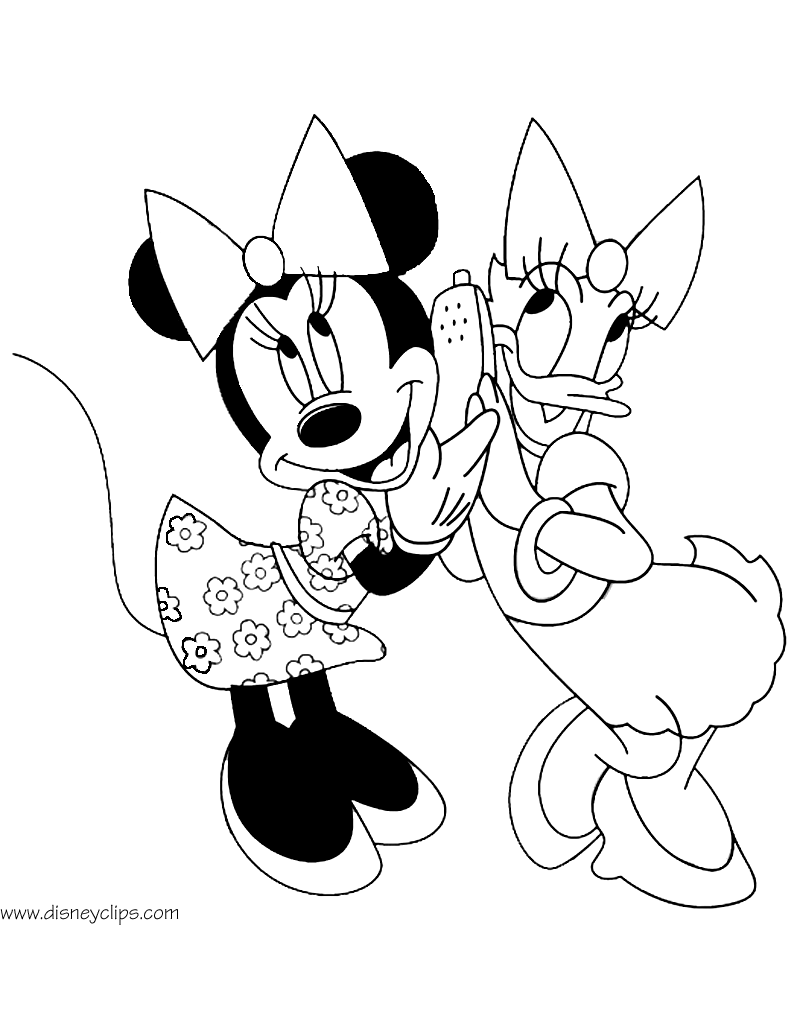 coloring page Minnie Daisy on the phone