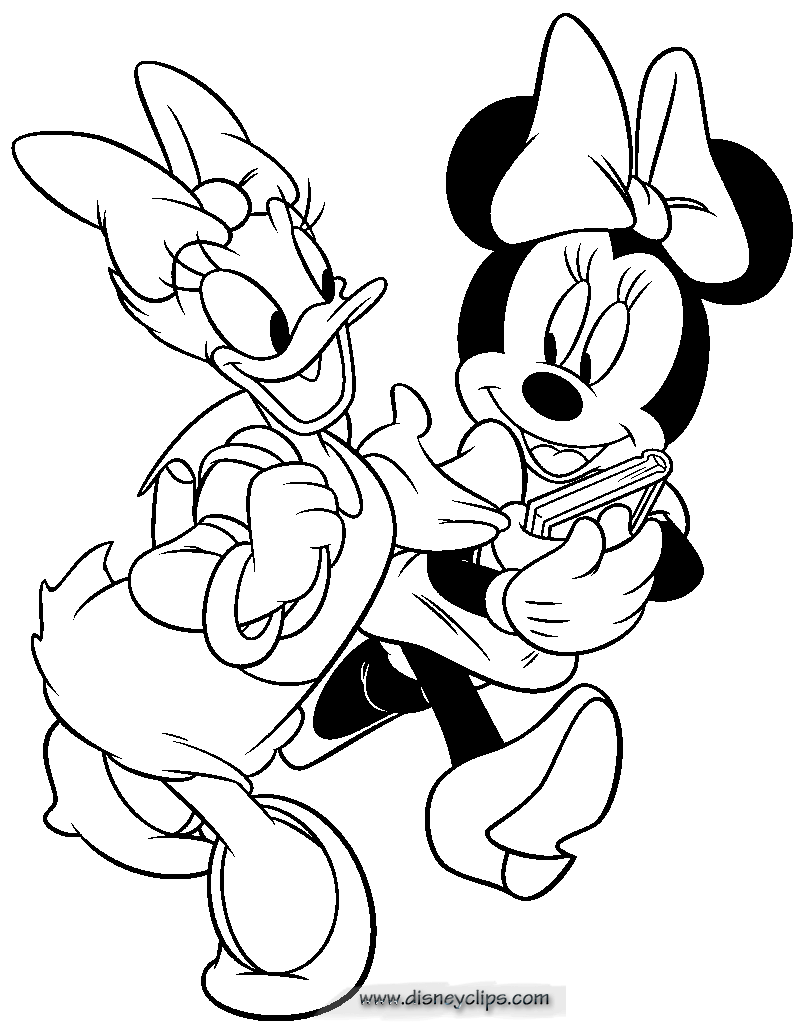 coloring page Thanksgiving Mickey Minnie Minnie Daisy walking to school