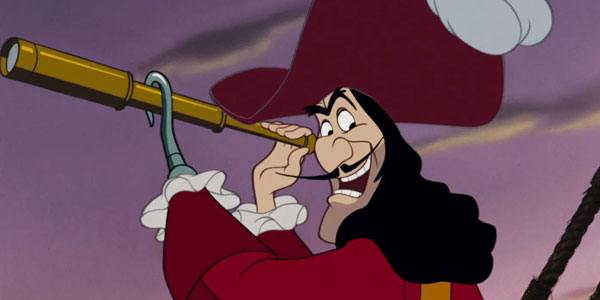 Captain Hook with his spyglass