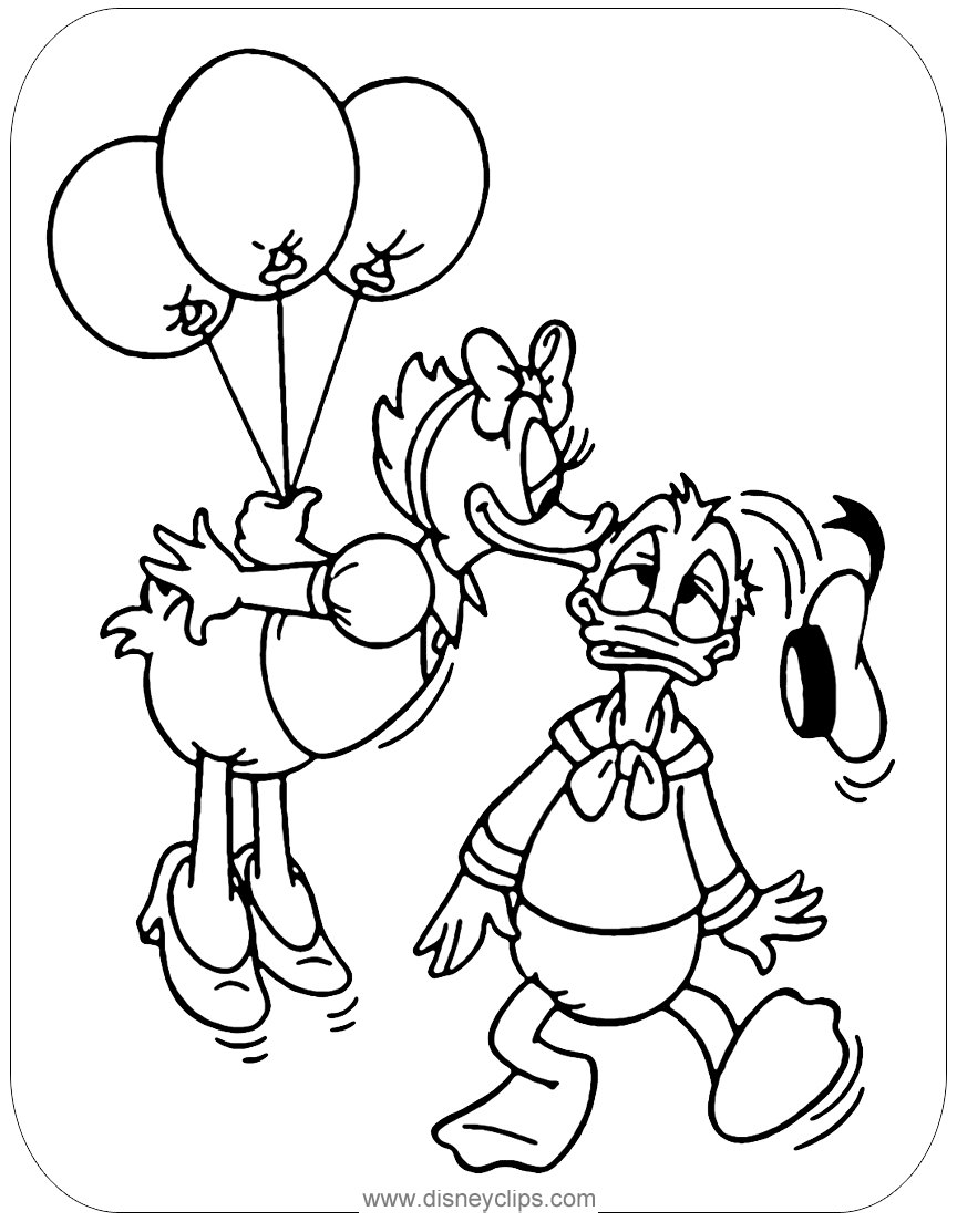 Frog coloring pages Donald and daisy Birthday coloring pages