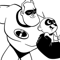 Father's Day coloring page: Mr. Incredible and Jack-Jack