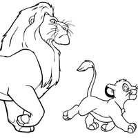 Father's Day coloring page: Mufasa and Simba
