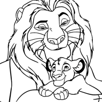 Father's Day coloring page: Mufasa and Simba