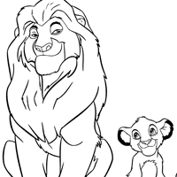 Father's Day coloring page: Mufasa and Simba
