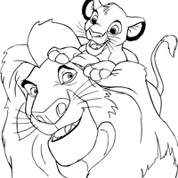 Father's Day coloring page: Mufasa and Simba