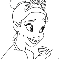 Tiana and Naveen as a frog coloring page