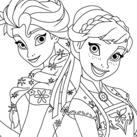 Anna and Elsa coloring page