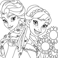 Anna and Elsa coloring page