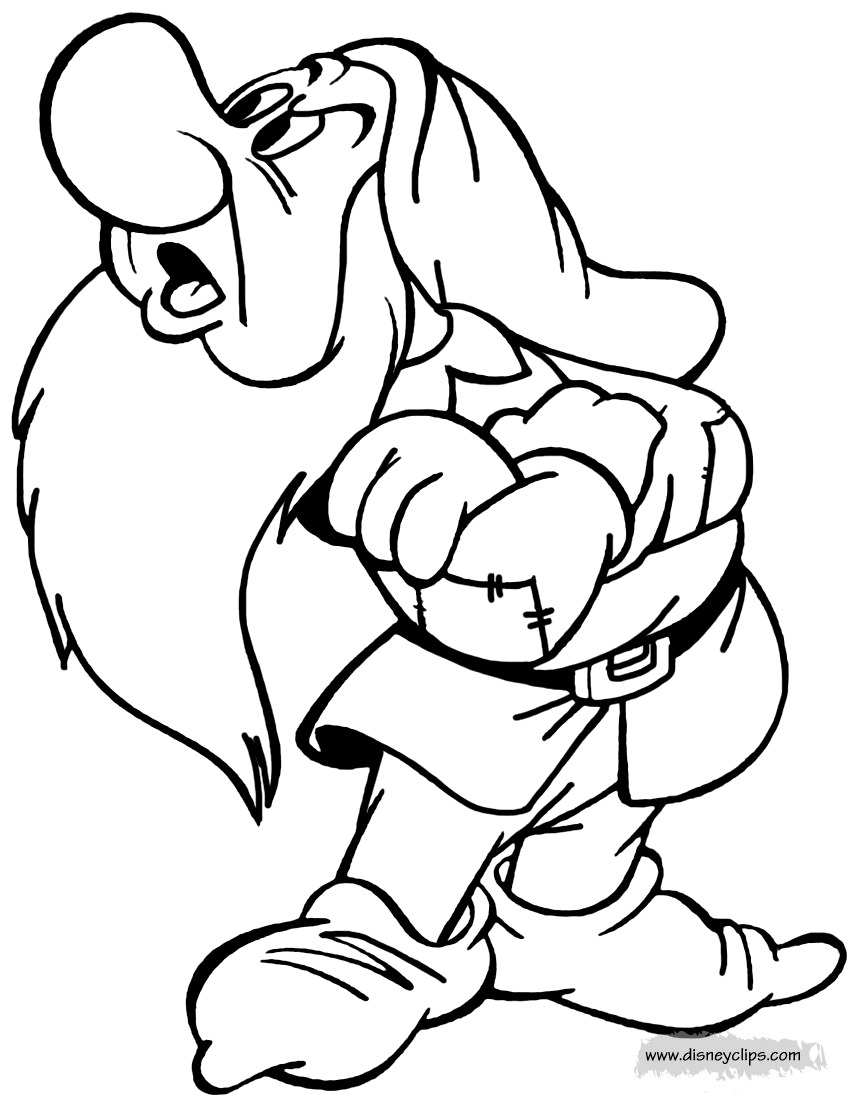 Grumpy Seven Dwarfs Coloring Page