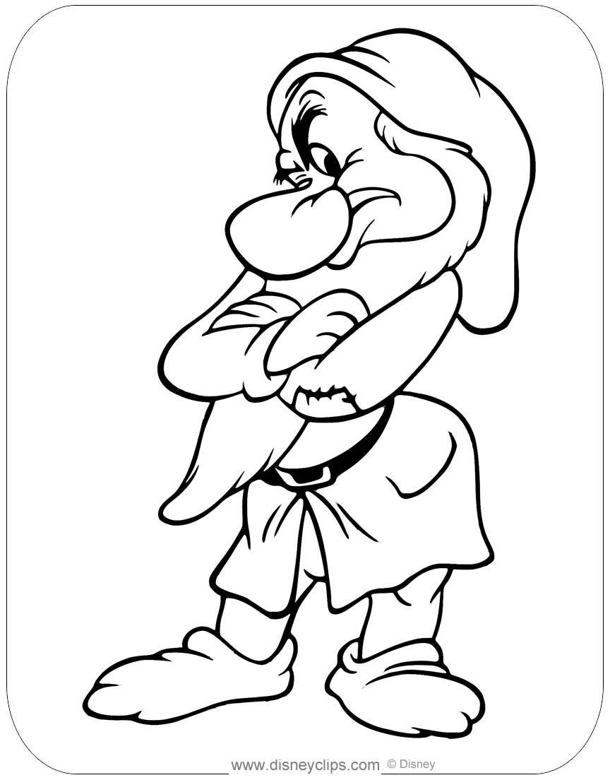 Grumpy Seven Dwarfs Coloring Page