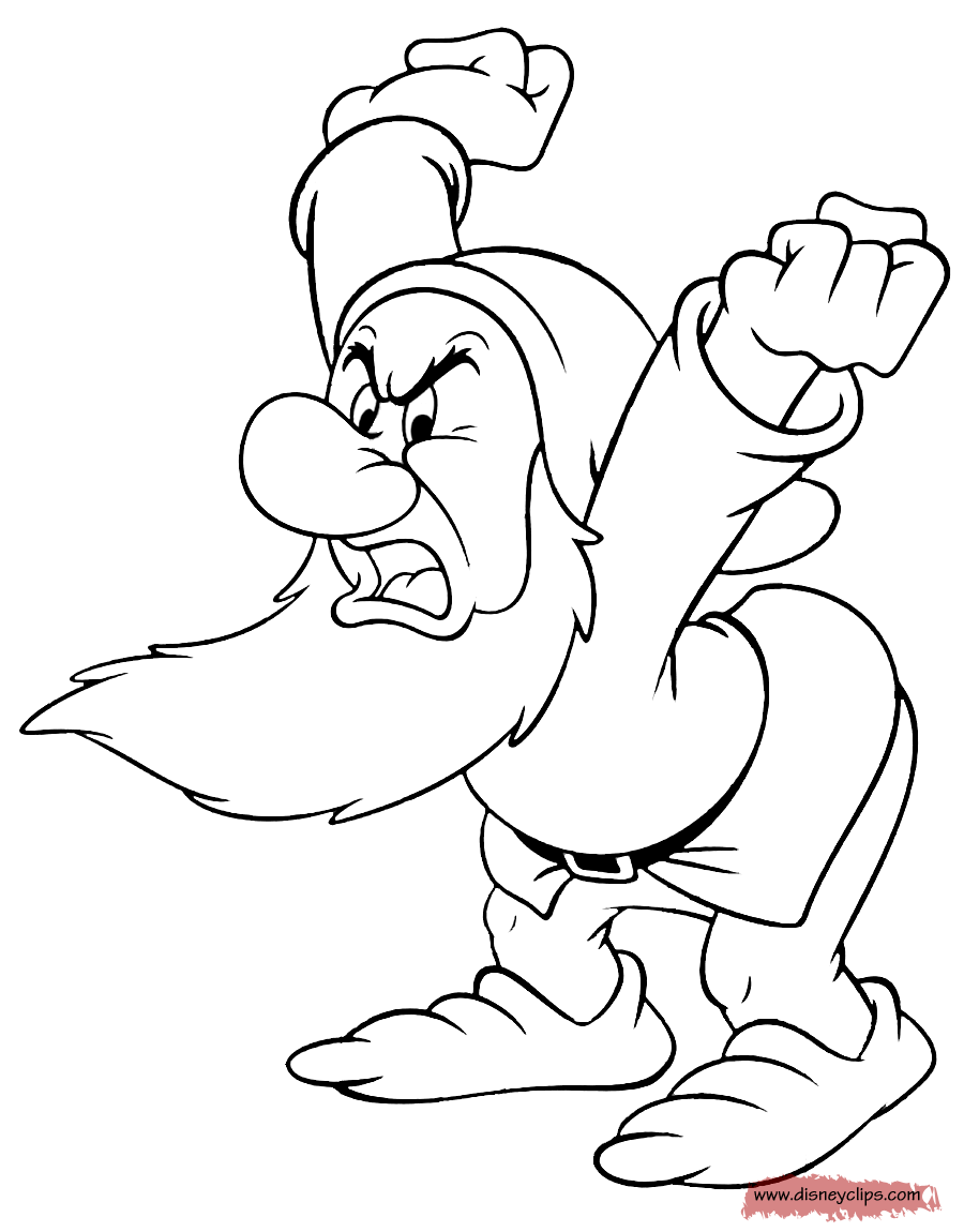 coloring page Grumpy with raised fists