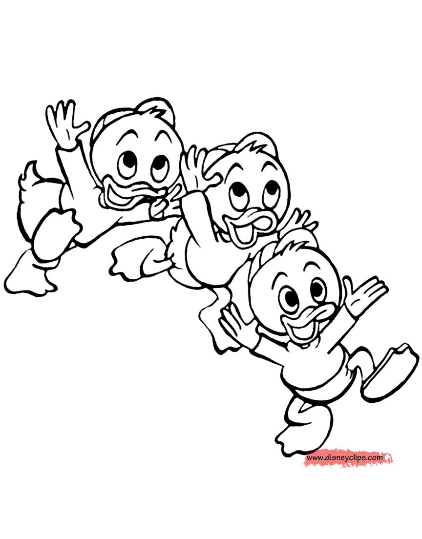 Coloring Huey Pages Disney Louie Ducktales Dewey Colouring Qua Quo Qui 