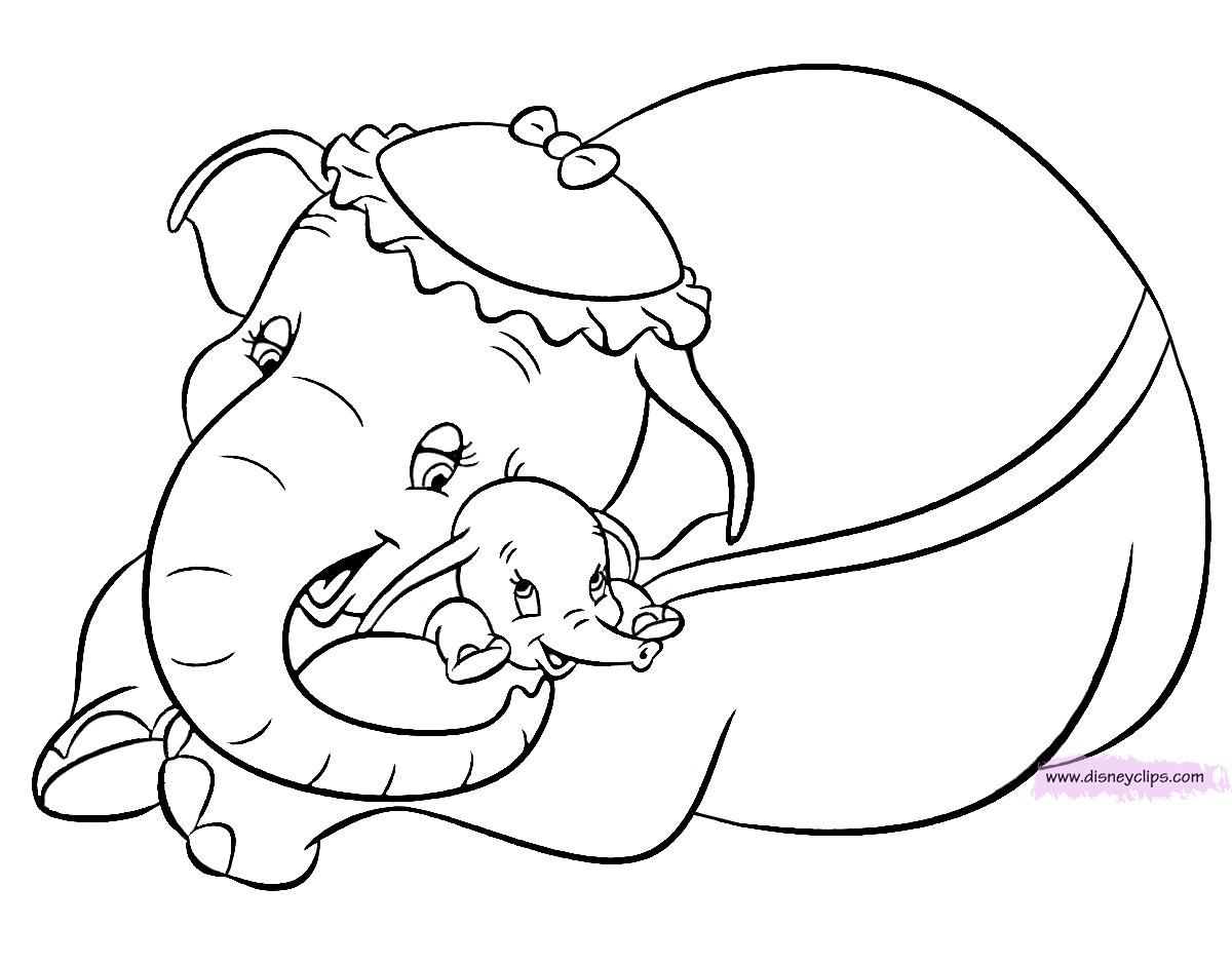 coloring page Dumbo and Mrs Jumbo