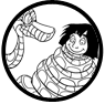 Kaa and Mowgli coloring page
