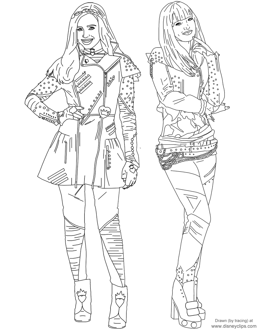 mal and evie from descendants coloring pages - photo #3