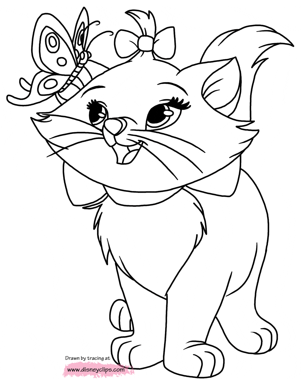 Gambar Aristocats Coloring Pages 2 Disney Book Marie Butterfly Page di ...