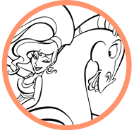 Meg & Pegasus coloring page