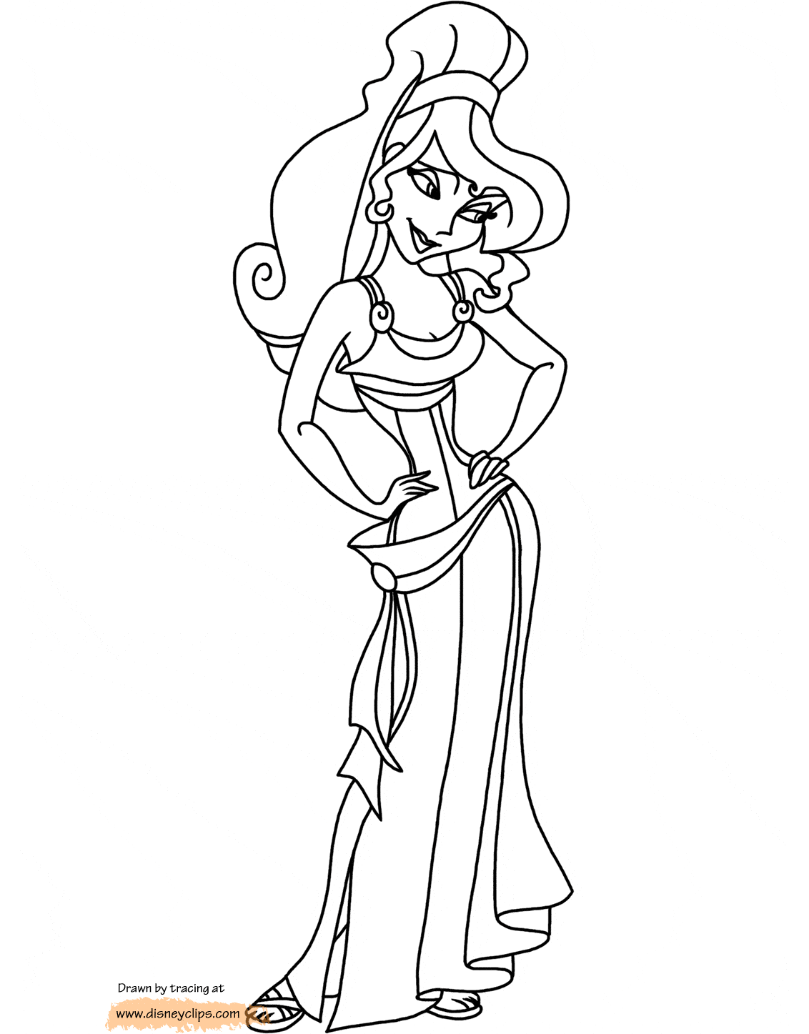 Hercules Meg coloring page Megara with hands on hips