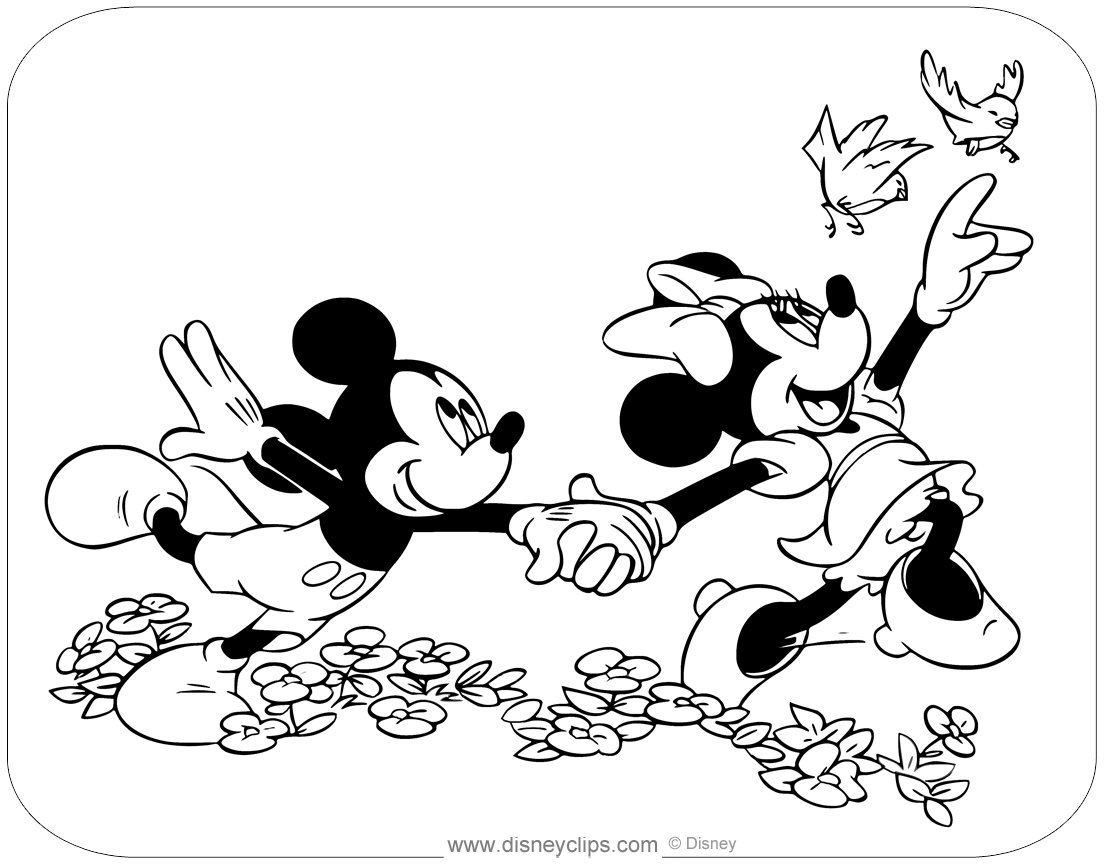 Mickey And Minnie Mouse Coloring Pages Disneyclips Com