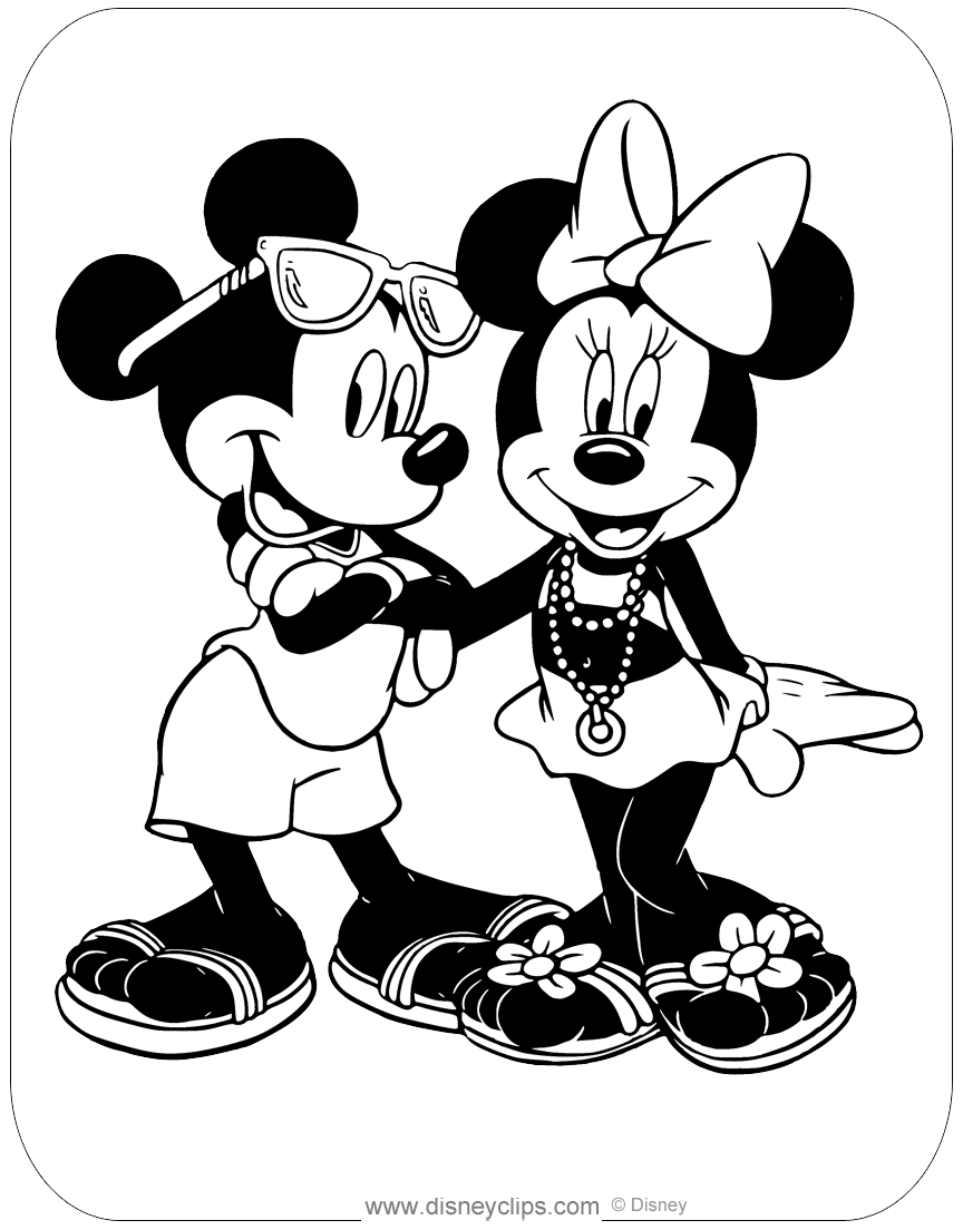 Mickey And Minnie Mouse Coloring Pages