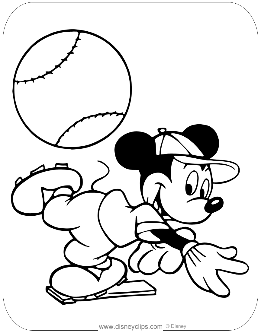 Mickey Mouse Baseball Coloring Pages | Disneyclips.com