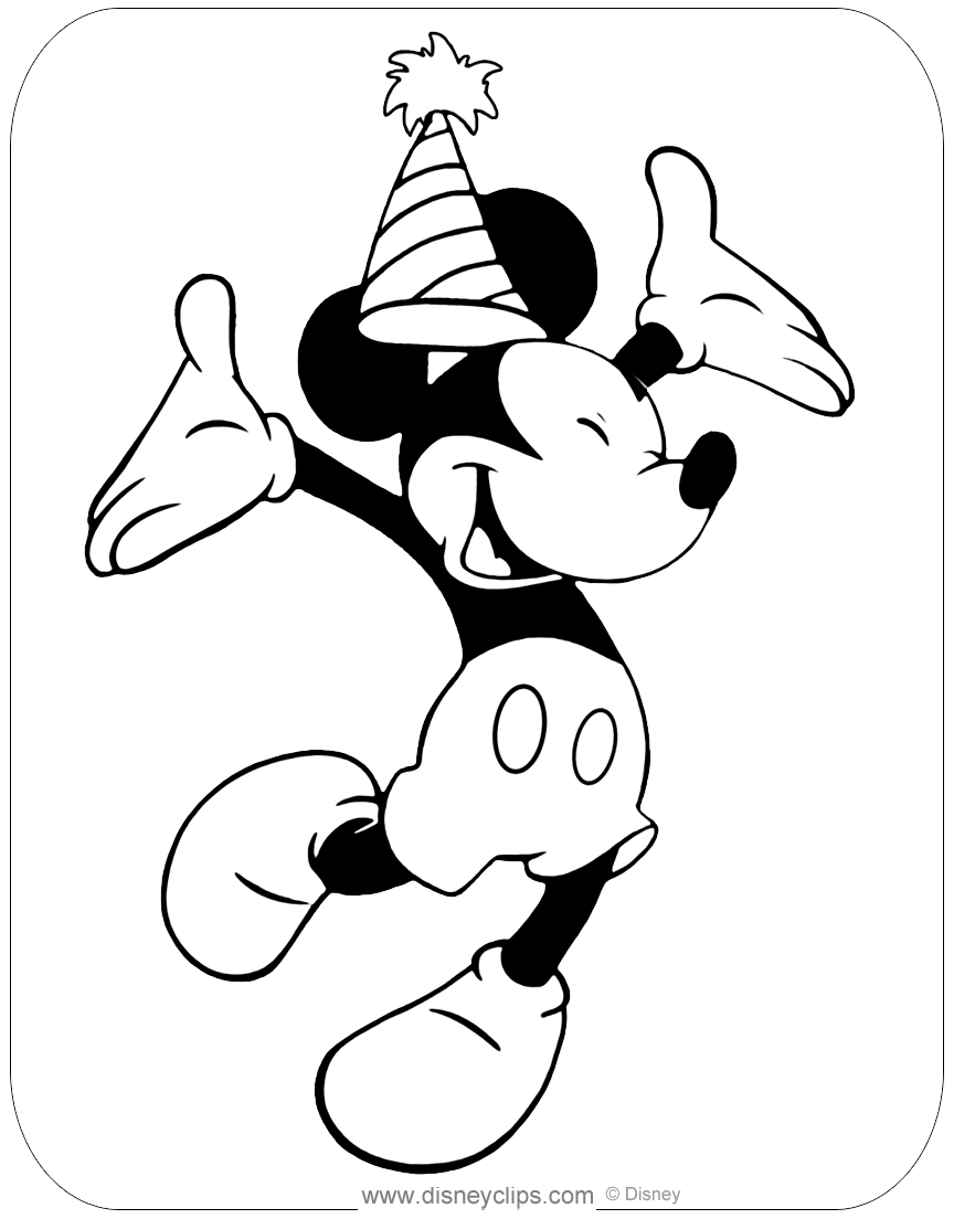 Mickey Mouse Birthday Coloring Pages | Disneyclips.com