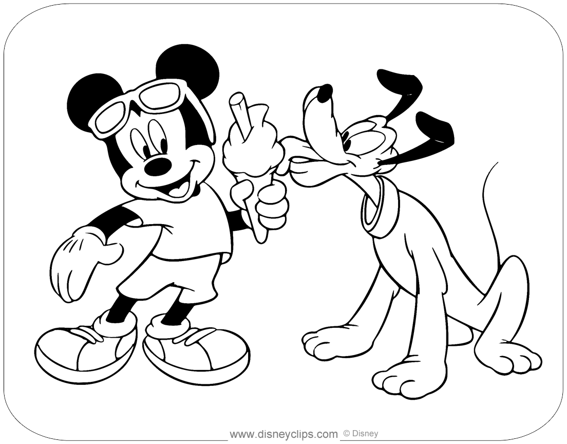 mickey and pluto coloring pages