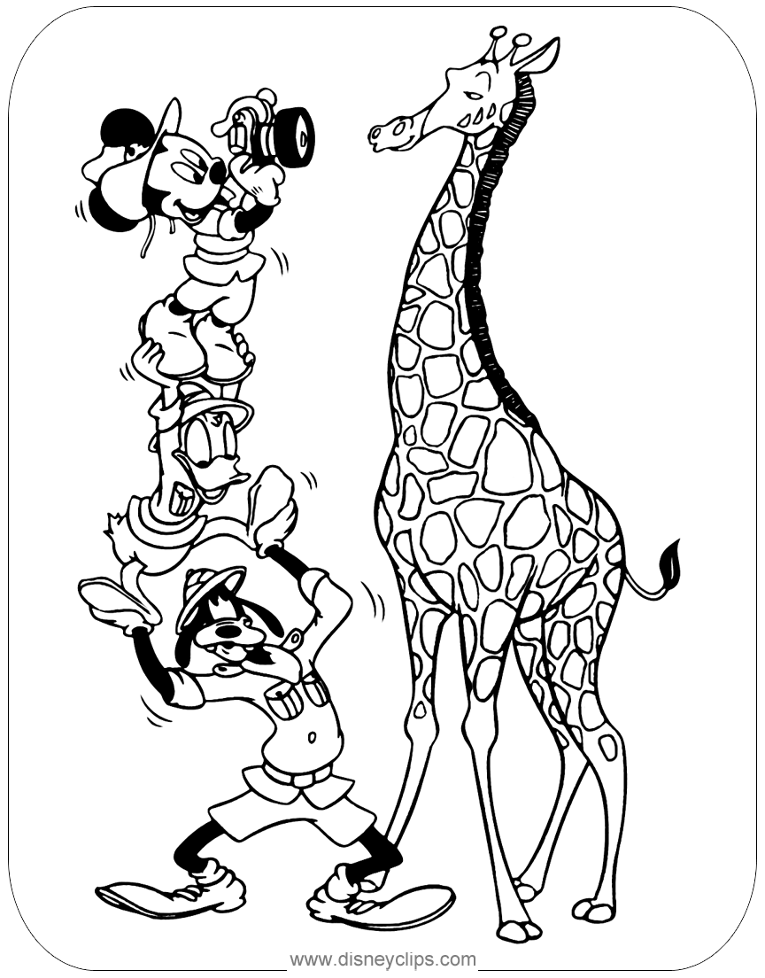 Mickey Mouse Safari Coloring Page Coloring Pages