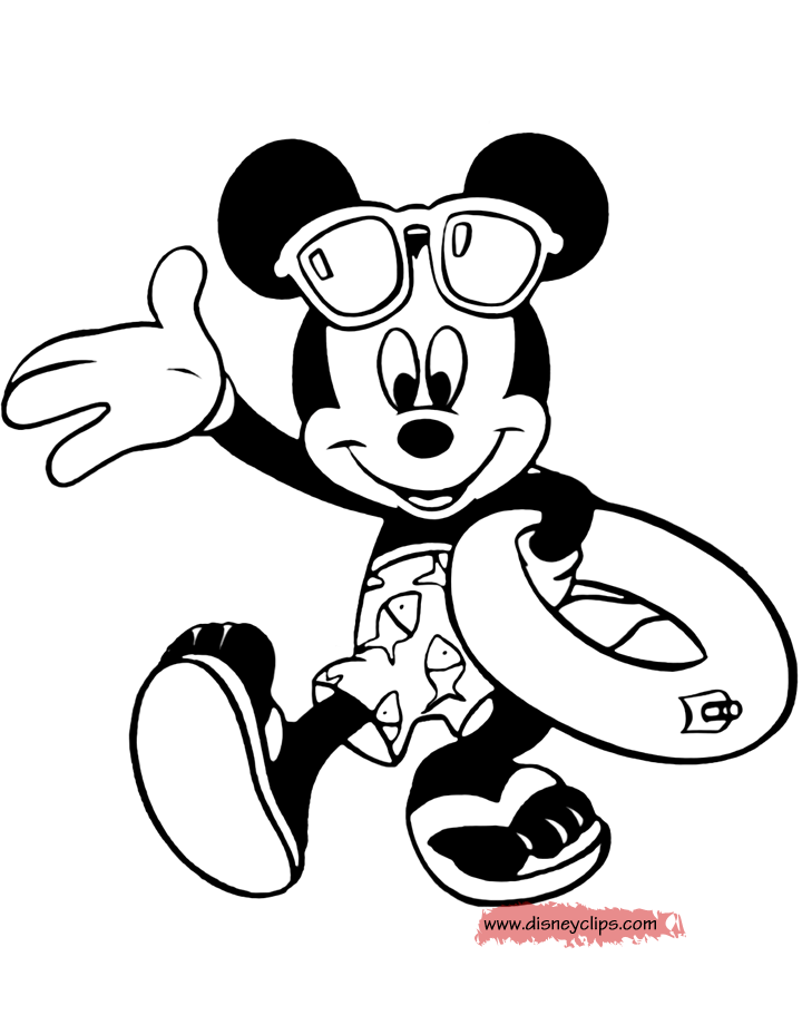 Mickey Mouse Summer Coloring Pages | Disneyclips.com
