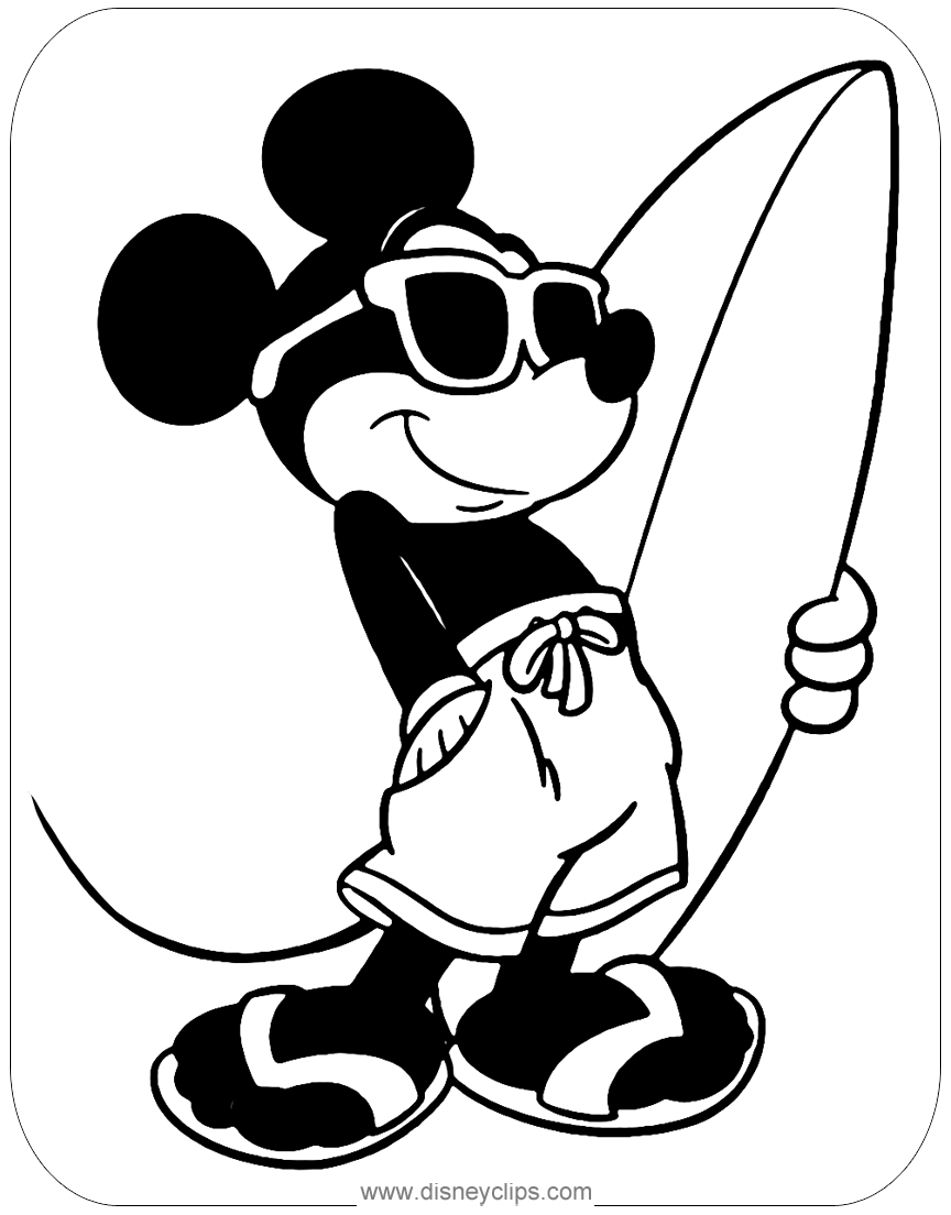 Mickey Mouse Summer Coloring Pages | Disneyclips.com