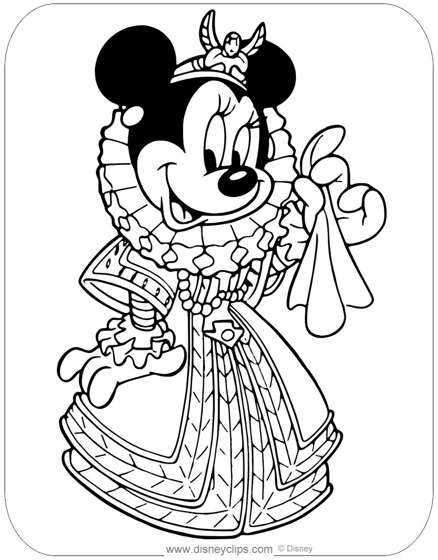 minnie coloring mouse queen disneyclips costume