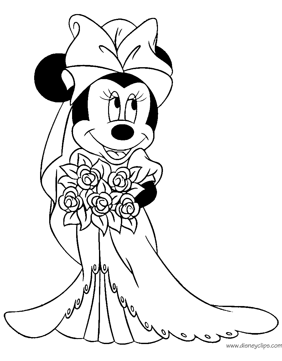 coloring page Minnie Mouse the bride