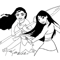Moana and Mulan coloring page