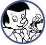 Pinocchio, Jiminy Cricket and Figaro coloring page