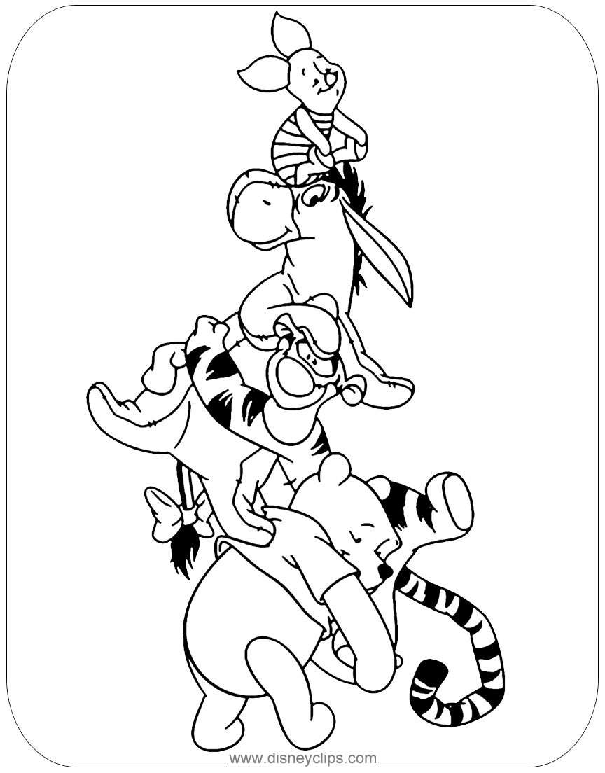 Download Winnie the Pooh Mixed Group Coloring Pages 2 | Disneyclips.com