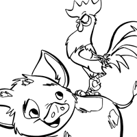 Pua and Heihei coloring page
