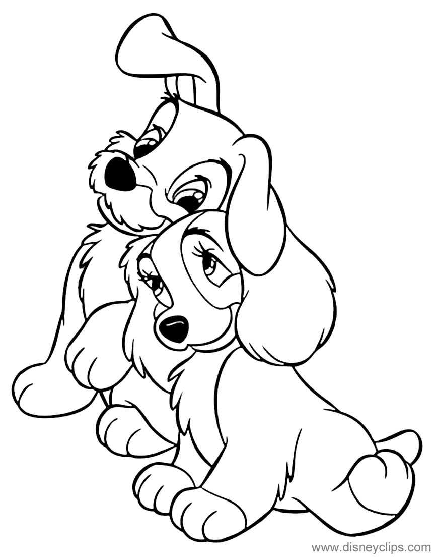 Lady and the Tramp Coloring Pages (3) | Disneyclips.com