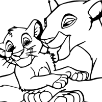 Sarabi and Simba coloring page