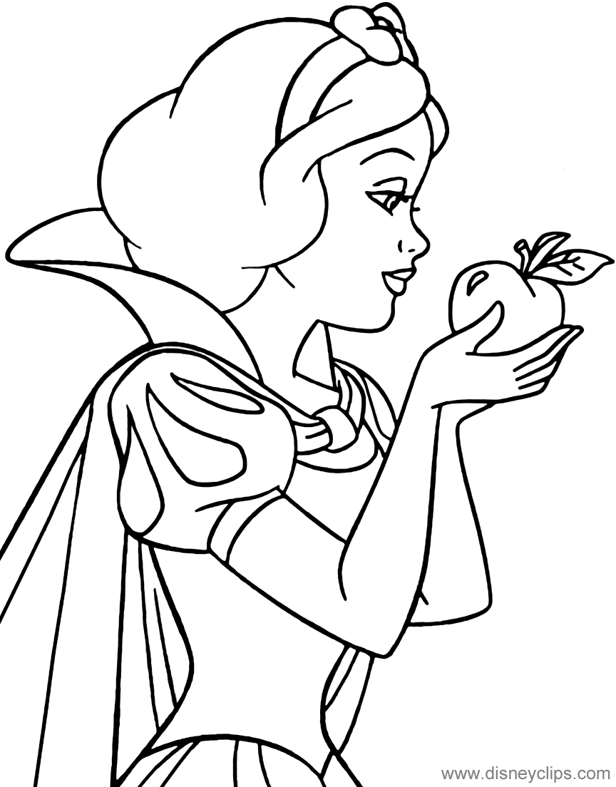 coloring snow apple holding template motionless disneyclips dwarfs seven pdf sketch funstuff