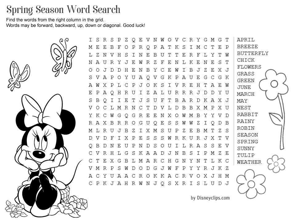Printable Disney Word Search Games | Disneyclips.com