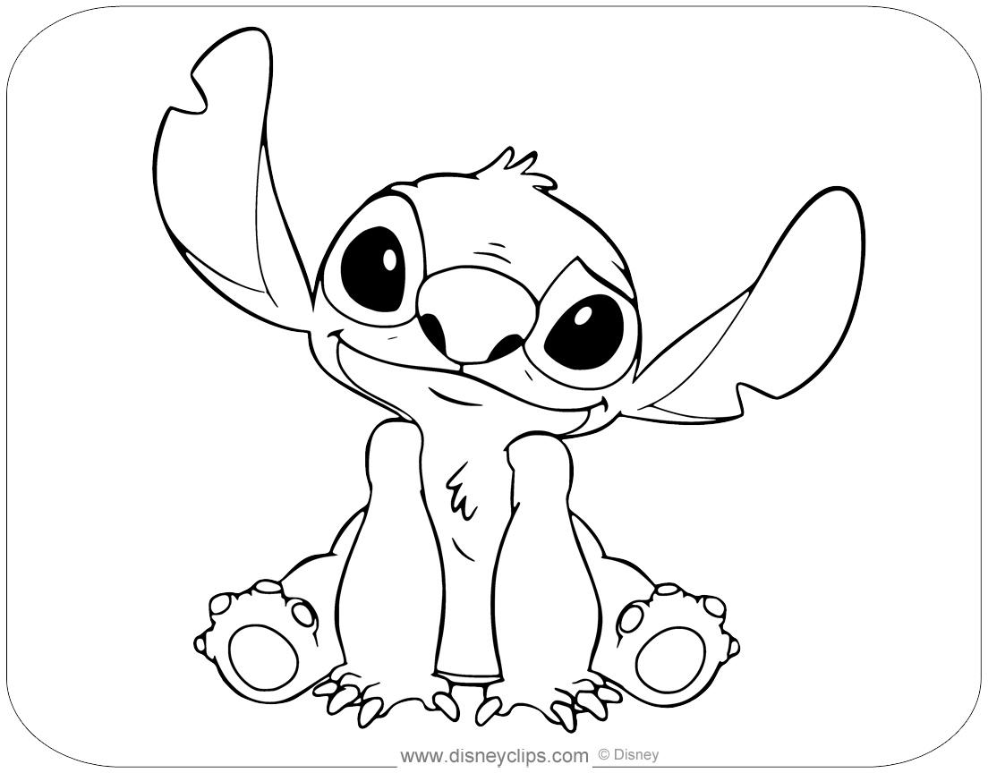 Stitch and his surfboard - Lilo and Stitch Kids Coloring Pages