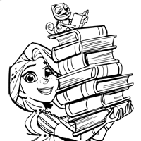 Rapunzel and Pascal coloring page