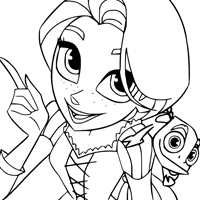 Rapunzel and Pascal coloring page